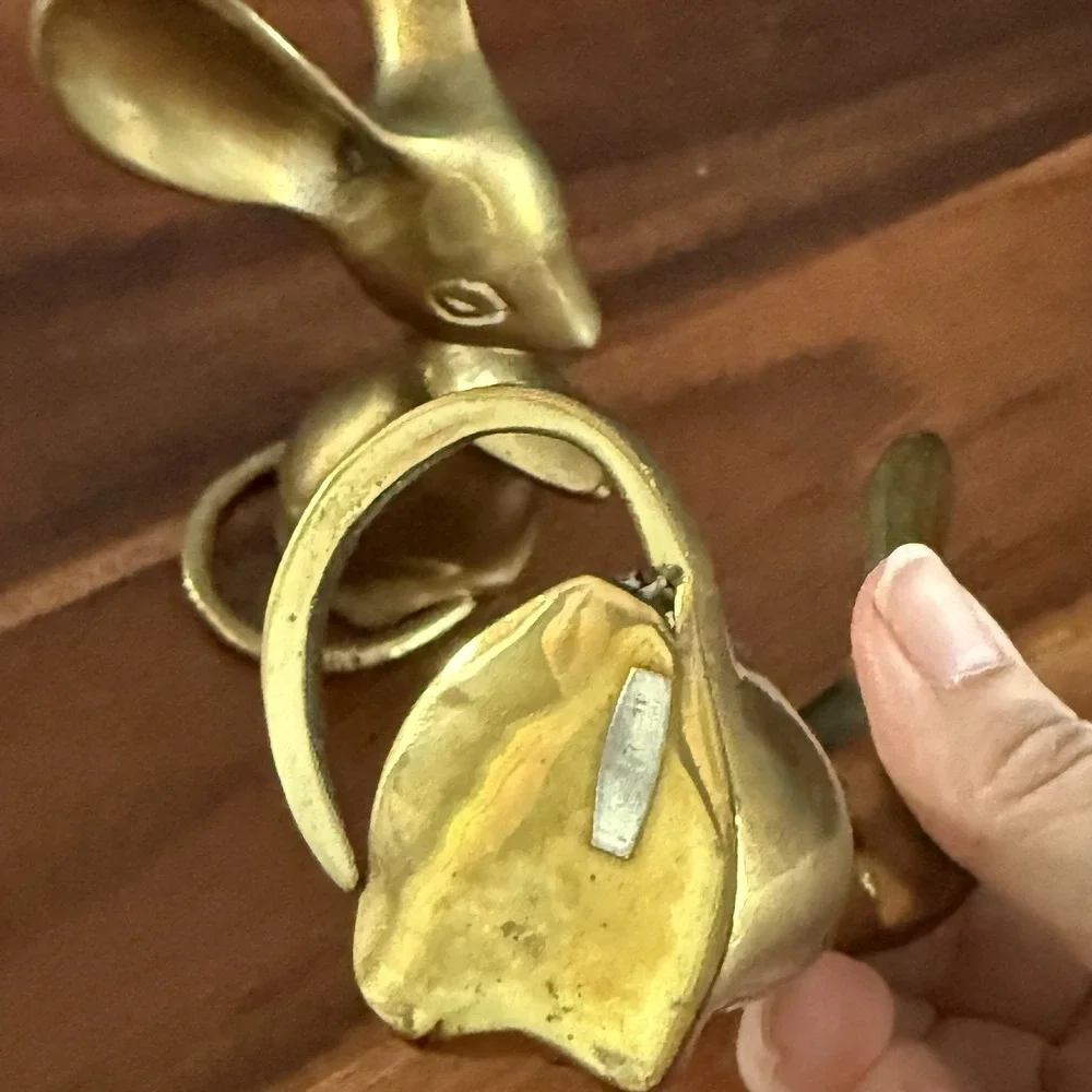 Vintage Brass Mouse Figurines Pair‎ Big Ears Cottage Woodland Decor Fairy Witchy